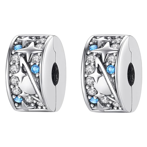 Doyafer 925 Sterling Silber Charms Clips Set Stern Sonnensystem Perlen Clip Fit Frauen Armbänder 2 pro Packung Doyafer 925 Sterling Silber Charms Clips Set Stern Sonnensystem Perlen Clip Fit Frauen Armbänder 2 pro Packung von Doyafer
