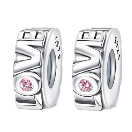 Doyafer 925 Sterling Silber Clips Charms Sicherheitskette Set Silikon Spacer Perlen Stpper Charms für Armbänder Frauen Freunde Geschenk (C-Love Spacer Set 2 Stück/Packung) von Doyafer