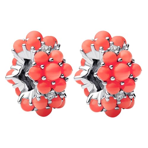 Doyafer 925 Sterling Silber Clips Charms Sicherheitskette Set Silikon Spacer Perlen Stpper Charms für Armbänder Frauen Freunde Geschenk (C-Pink Korallensilikon Spacer Set 2 Stück/Packung) von Doyafer