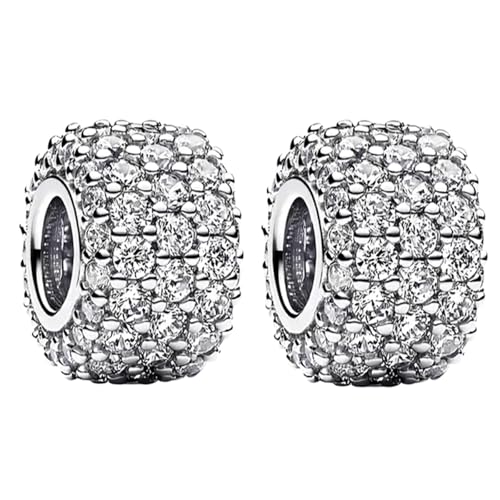 Doyafer 925 Sterling Silber Clips Charms Sicherheitskette Set Silikon Spacer Perlen Stpper Charms für Armbänder Frauen Freunde Geschenk (C-Zirkon Silikon Spacer Set 2 Stück/Packung) von Doyafer