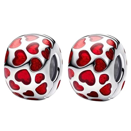 Doyafer 925 Sterling Silber Rotes Herz Clip Charme Set Perlen Clips Fit Frauen Armbänder 2 pro Packung Doyafer 925 Sterling Silber Rotes Herz Clip Charme Set Perlen Clips Fit Frauen Armbänder 2 pro Packung von Doyafer