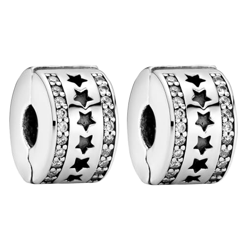 Doyafer 925 Sterling Silber Stern Clip Charme Set Perlen Clips Fit Frauen Armbänder 2 pro Packung Doyafer 925 Sterling Silber Stern Clip Charme Set Perlen Clips Fit Frauen Armbänder 2 pro Packung von Doyafer