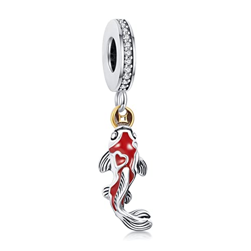 Doyafer 925 Sterling Silber Tier Anhänger Charm Anhänger Charms Set gutes Vorzeichen Koi für Frauen-Armband-Halskette Geschenk von Doyafer