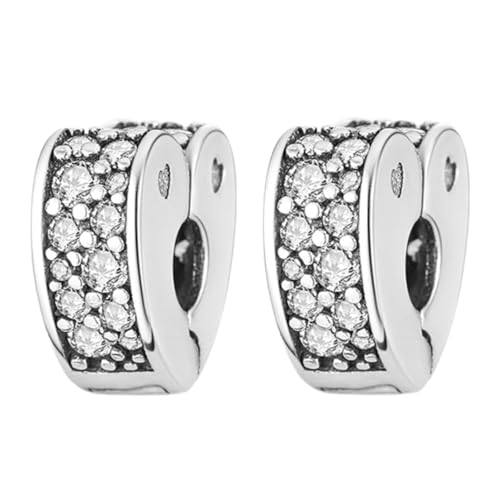 Doyafer 925 Sterling Silber glänzende Liebe Charms Clips Set 2 pro Pack Fit Frauen Armbänder von Doyafer