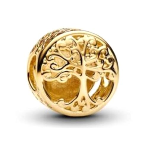 Doyafer Baum des Lebens Goldene Blutlinie Quelle Hohlcharme 925 Sterling Silber Charme kompatibel mit Damen Armband Halskette Anhänger Geschenk für Familienfreunde von Doyafer
