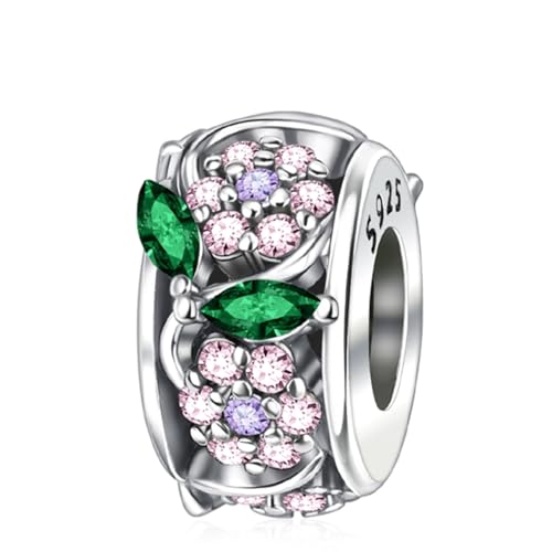 Doyafer Blumen Charm 925 Sterling Silber Charms Silikon Spacer Perlen passen Damen Armband Halskette von Doyafer
