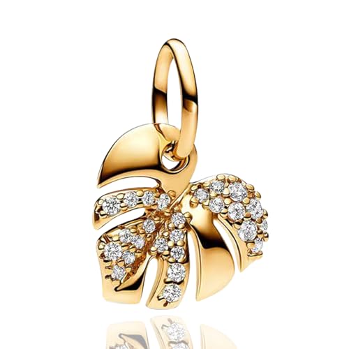 Doyafer Golden Turtle Backed Bambus Blatt Anhänger Fit Damen Halskette 925 Sterling Silber Anhänger Familie Freunde Geschenk von Doyafer