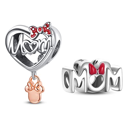 Doyafer Mama Perlen Charms Mama und Baby Perlen für 925 Sterling Silber Anhänger Frauen Armbänder Halskette Charms Set für Muttertag (Mom Charm set-A) von Doyafer