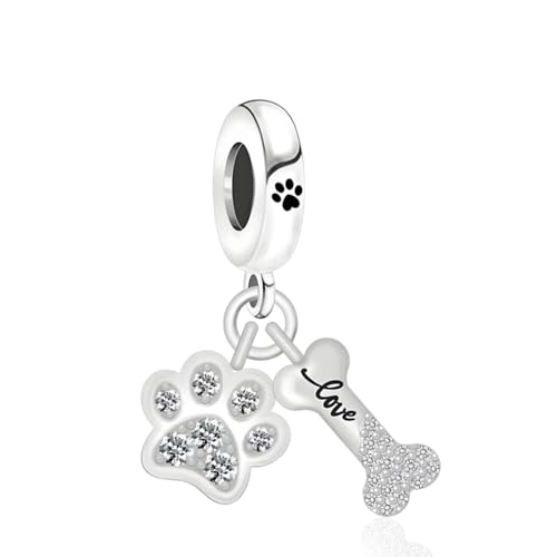 Doyafer Pet Footprint Knochen 2-in-1 Anhänger 925 Sterling Silber Charme Fit Damen Halskette Anhänger Geburtstagsschmuck Geschenk von Doyafer