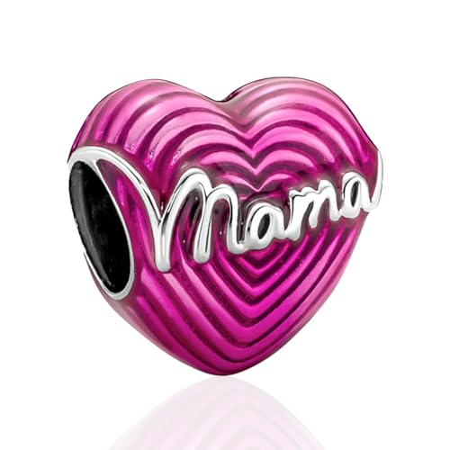 Doyafer Verbreitung Liebe Mutter Brief Herz geformt Lila Rose Rot Charms 925 Sterling Silber Charms geeignet für Charm Halsketten Armband Schmuck Geschenk für Frauen Familie von Doyafer