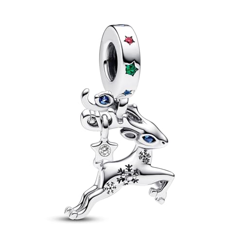 Doyafer Weihnachtshirsch Anhänger 925 Sterling Silber Charms für Frauen Armband Urlaub Geburtstag Geschenke DIY Charm Schmuck Für Freunde Familie von Doyafer