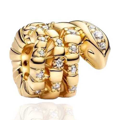 Doyafer goldene Schlange Charme 925 Sterling Silber Anhänger Fit Damen Halskette Charmes Geburtstag Feiertag Schmuck Geschenk für Freunde Familie von Doyafer