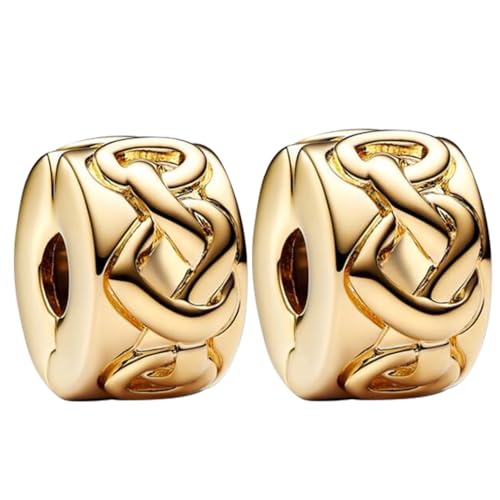 Doyafer goldene herzförmige geschnitzte Faden Positionierung Schnalle 925 Sterling Silber Fit Damen Halskette Armband Schmuck Geschenk für Freunde Familie 2 pro Packung von Doyafer