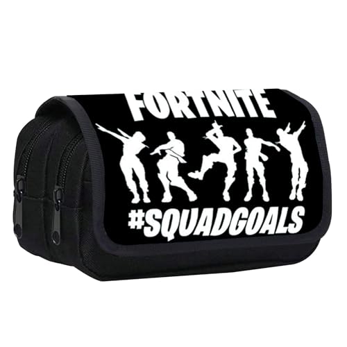 Doyomtoy Spielthema Doppelreißverschluss,Video Game Federmäppchen,Schulmäppchen für Schreibwaren Schulsachen Federtasche Schreibwarenetui mit großer Kapazität für Schul und Bürobedar (Schwarz + Weiß) von Doyomtoy