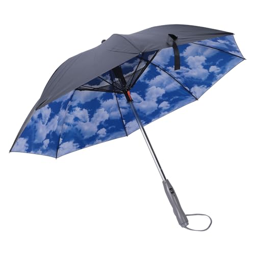 Dpofirs UV-blockierender Regenschirm mit Ventilator und Nebelspray, 3-in-1-Regenschirm mit Ventilator und Nebel, Wiederaufladbarer USB-Sonnenschirm für Golf, Terrasse, Reisen, von Dpofirs
