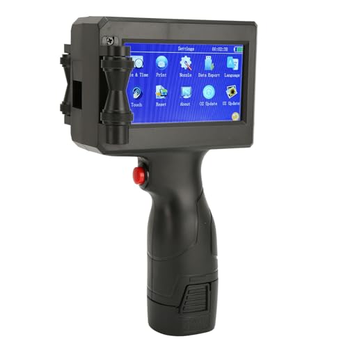 Handheld Tintenstrahldrucker, Tragbare Handdruckerpistole, 4,3 Zoll LCD Touchscreen, Unterstützung von 28 Sprachen, Tintenstrahl Etikettendrucker, für QRCode Barcode (EU-Stecker) von Dpofirs