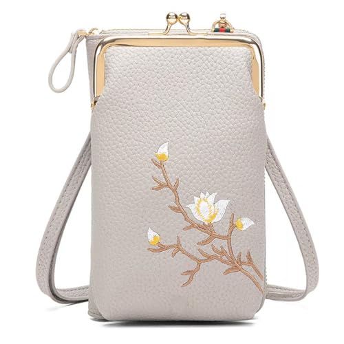 Dpptgh Damen-Sling-Cross-Body-Geldbörse Mit Handyhalter, Mini-Umhängetasche, Taschengeldbörse Mit Kreditkartenfächern(Gray) von Dpptgh