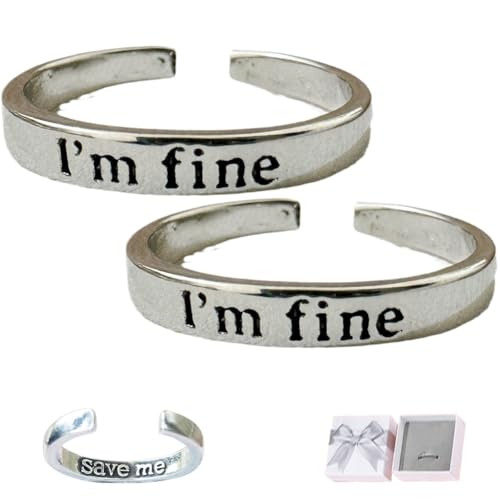 Imfine Ring, Ich bin finne, Speichern Sie mich Ring Einstellbare Silber Inspirierende Edelstahl Eröffnungsgeschenk, 2pcs, Metall, Achat Imfine Ring, Ich bin finne, Speichern Sie mich Ring Einstellbare Silber Inspirierende Edelstahl Eröffnungsgeschenk, 2pcs, Metall, Achat von Dpptgh