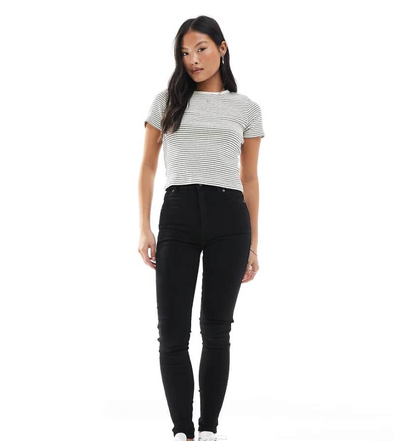 Dr Denim Petite - Solitaire - Supereng geschnittene Jeans in Schwarz mit hohem Bund von Dr Denim Petite