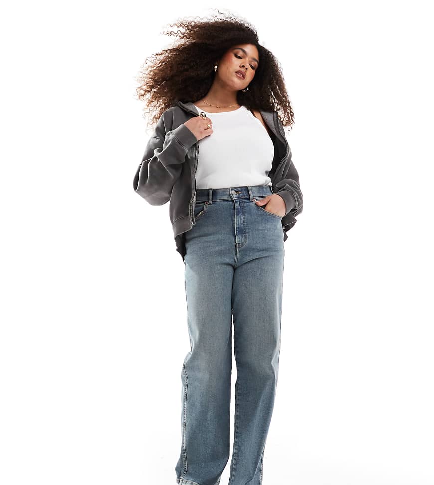 Dr. Denim Plus - Moxy - Gerade geschnittene Jeans in mittlerer Used-Cape-Dirty-Waschung-Blau Dr. Denim Plus - Moxy - Gerade geschnittene Jeans in mittlerer Used-Cape-Dirty-Waschung-Blau von Dr Denim Plus