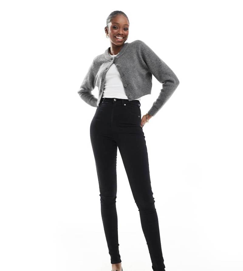 Dr. Denim Tall - Solitaire - Supereng geschnittene Skinny-Jeans in reinschwarzer Waschung mit hohem Bund von Dr Denim Tall