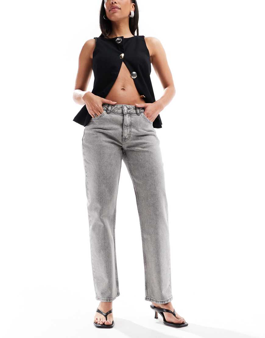 Dr Denim - Arch - Jeans in teergrauer Waschung mit mittelhohem Bund und geradem Schnitt von Dr Denim