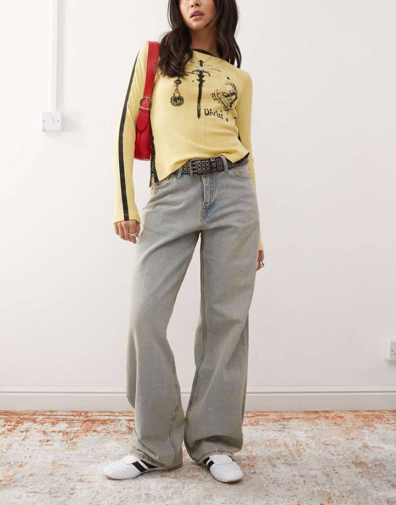 Dr Denim - Hill - Locker und weit geschnittene, gerade Jeans mit niedrigem Bund und „Canyon Light Vintage Blue"-Waschung-Blau von Dr Denim