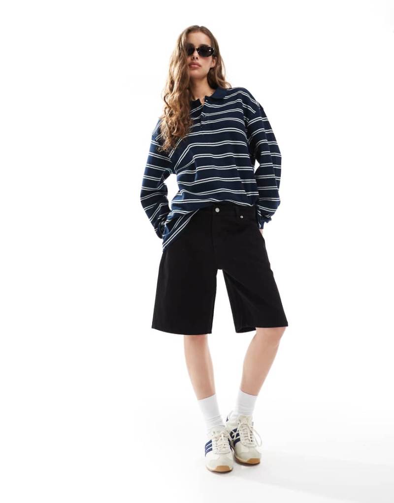 Dr Denim - Lea - Lässig geschnittene Jort-Shorts in Schwarz mit niedrigem Bund von Dr Denim