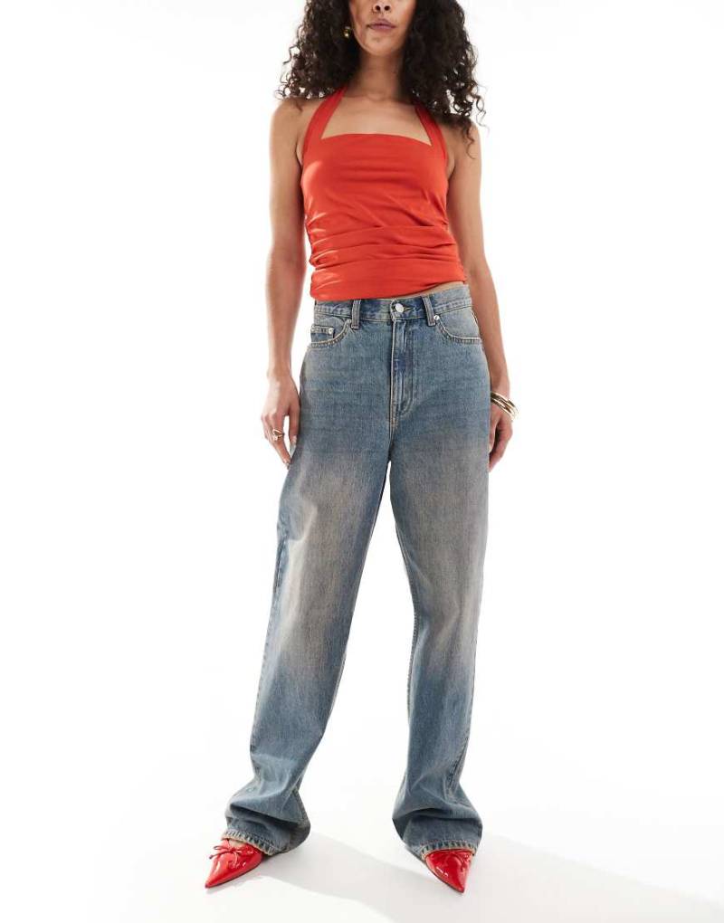 Dr. Denim - Echo - Jeans in Peach-Waschung mit Zierrissen und normalem, geradem Schnitt-Blau von Dr Denim