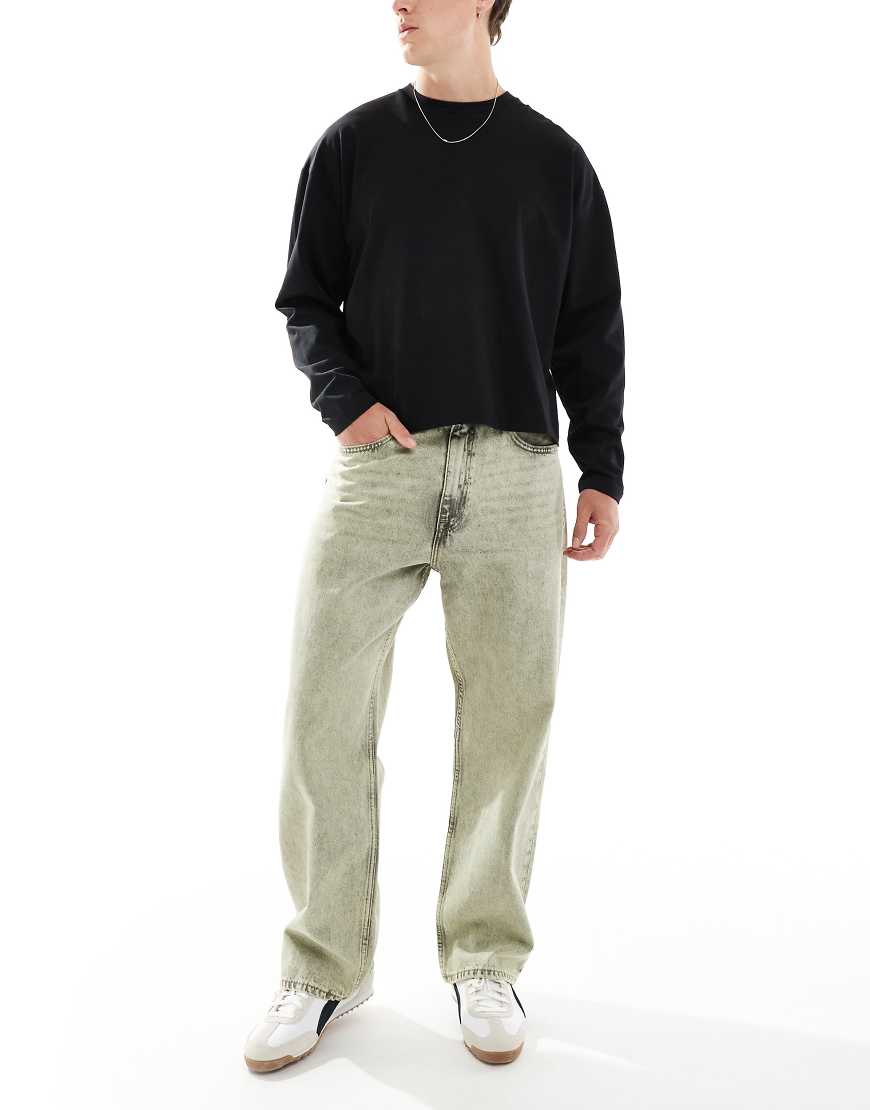 Dr. Denim - Omar - Weite Straight Jeans in geradem Schnitt in Jetgelb mit getönter Waschung von Dr Denim