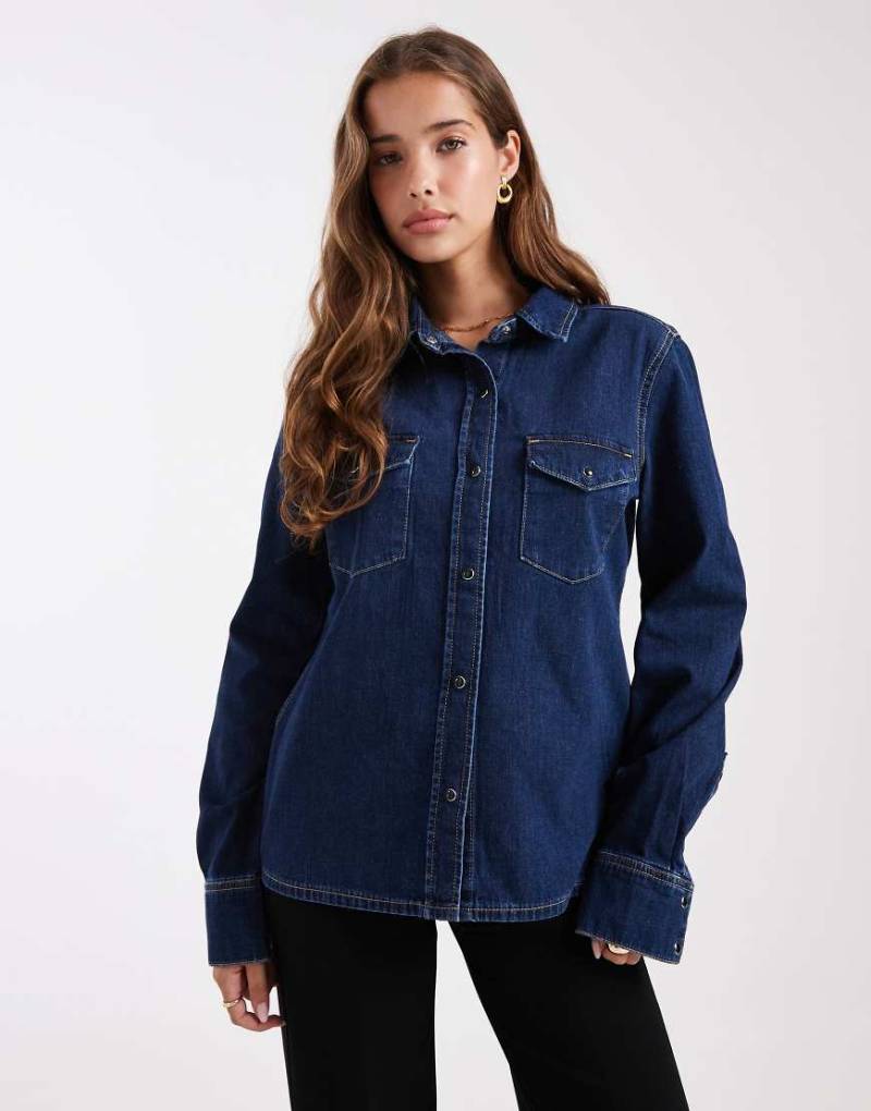 Dr. Denim - Strukturiertes, langärmliges Regular-Fit-Hemd aus mittelschwerem Denim in dunkelgewaschenem Indigoblau von Dr Denim