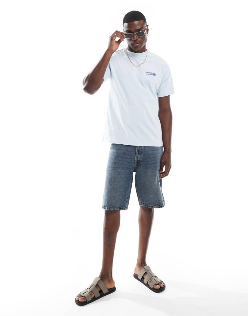 Dr. Denim - Trooper - Relaxed-Fit-T-Shirt in verwaschenem Hellblau mit Gänseblümchen-Print von Dr Denim