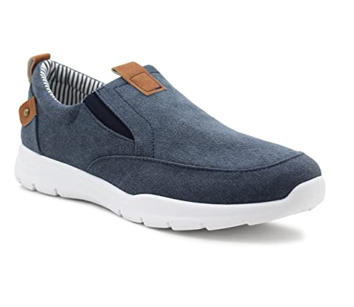Dr Keller Herren Sneaker aus Segeltuch, Denim, zum Reinschlüpfen, elastisch, Doppelzwickel, lässig, flach, niedrig geschnitten, navy, 42 2/3 EU von Dr Keller