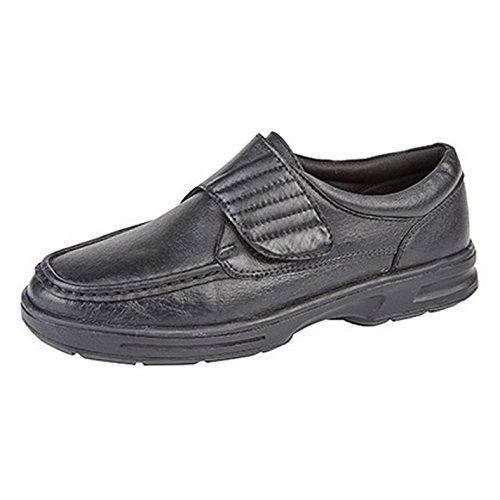 Dr Keller Texas Herren Freizeitschuhe aus echtem Leder, volle Passform, mit Touch-Verschluss, Schwarz, Schwarz , 47 EU von Dr Keller