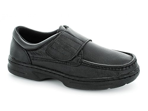 Dr Keller Texas Herren Schuhe Leder Klettverschluss, breite Passform Schwarz, schwarz - schwarz - Größe: 42 2/3 von Dr Keller