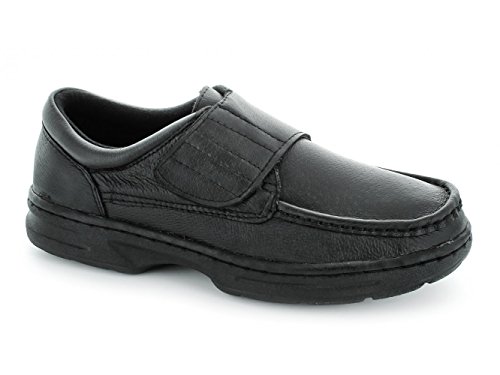 Dr Keller Texas Herren Schuhe Leder Klettverschluss, breite Passform Schwarz, schwarz - schwarz - Größe: 42 von Dr Keller