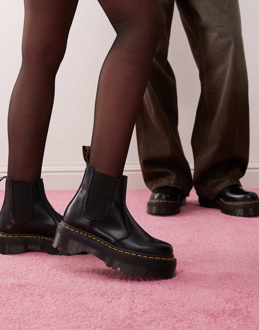 Dr Martens - 2976 Quad - Unisex-Chelsea-Stiefel aus poliertem Glattleder in Schwarz von Dr Martens