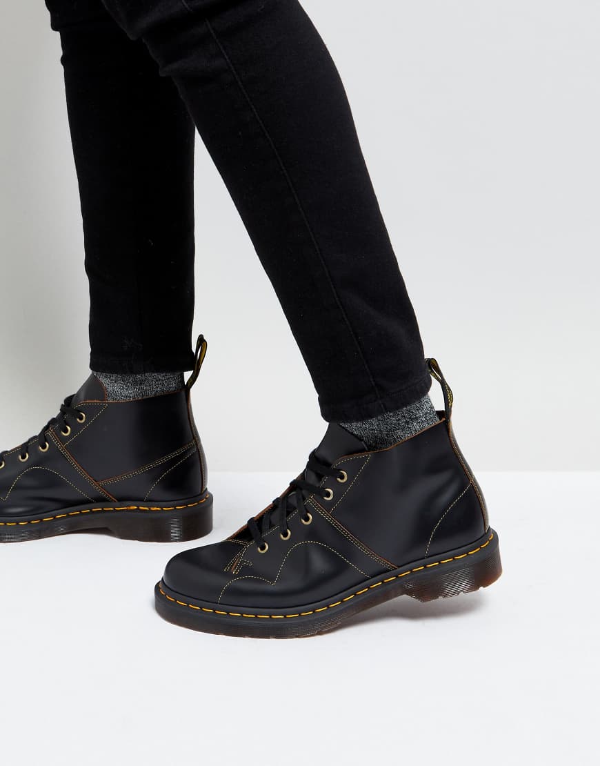 Dr Martens - Church Monkey - Geschnürte Stiefel in Schwarz von Dr Martens