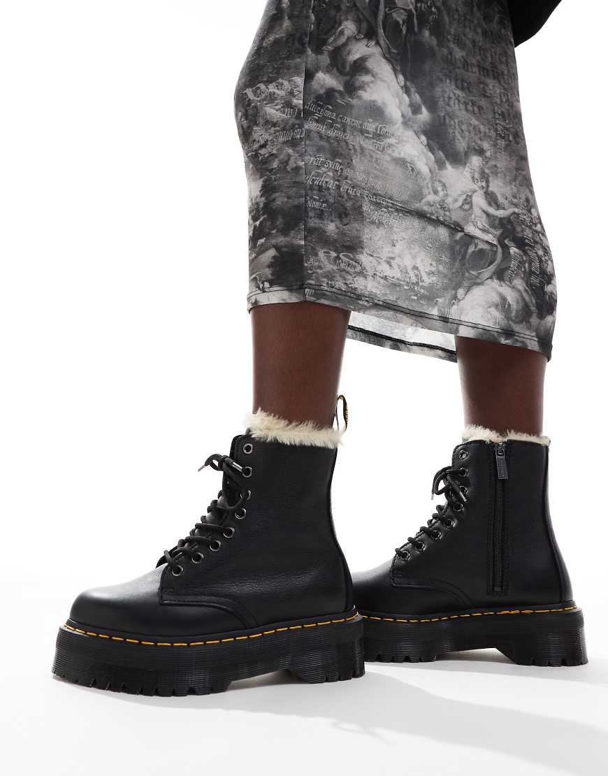 Dr Martens - Jadon - Stiefel in Pisa-Schwarz mit 8 Ösen und Kunstpelzfutter von Dr Martens
