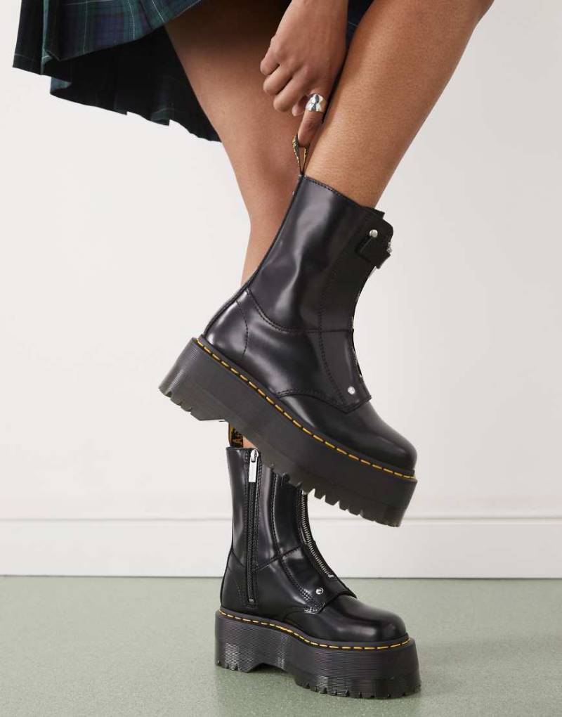 Dr Martens - Jetta Hi Max - Lederstiefel in Schwarz mit Reißverschluss von Dr Martens