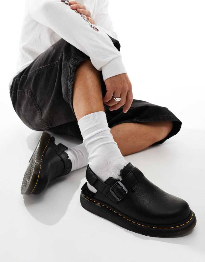 Dr Martens - Jorge II - Leder-Mules in Schwarz mit Kunstpelzfutter von Dr Martens