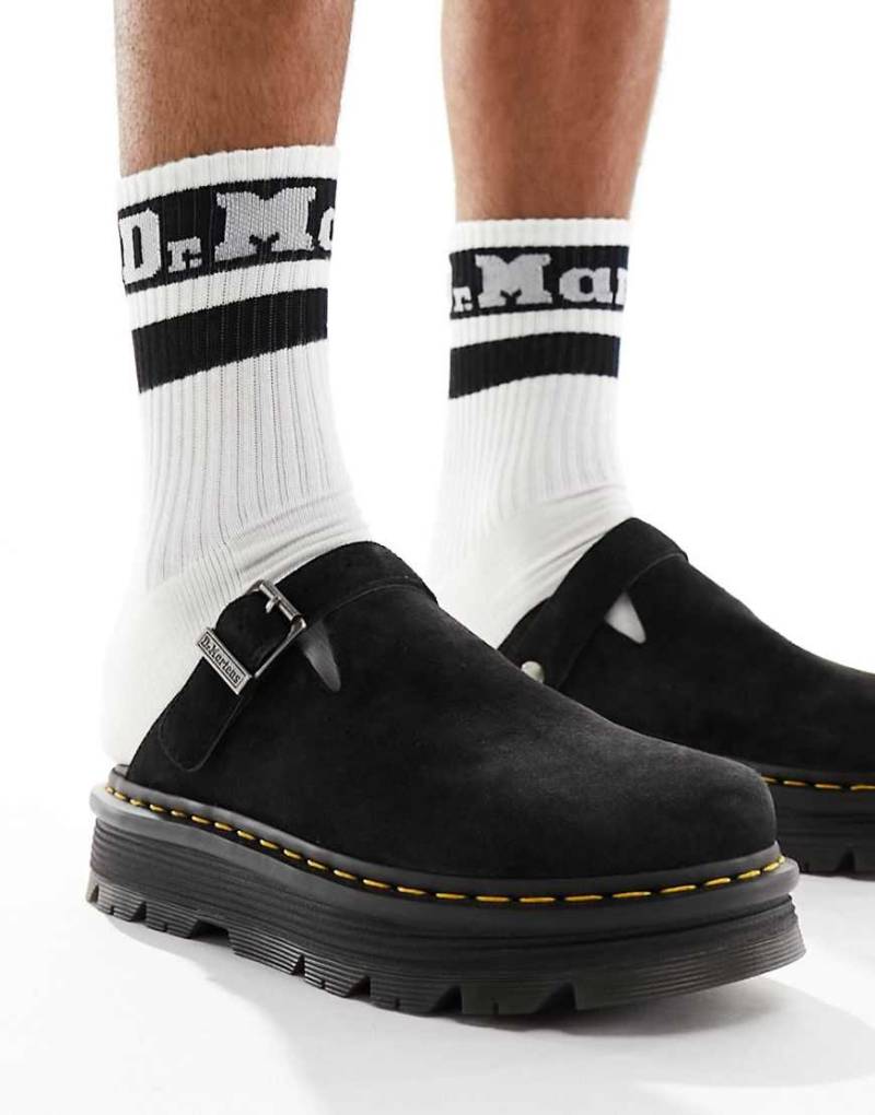 Dr Martens - ZebZag - Wildleder-Mules in Khaki-Schwarz von Dr Martens