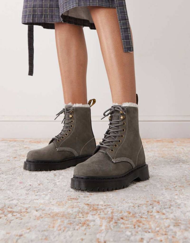 Dr. Martens - 1460 Pascal Bex - Stiefel in Grau mit Lammfellfutter von Dr Martens
