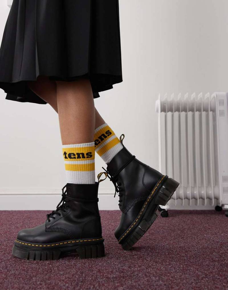 Dr. Martens - Audrick - Schnürstiefel in Schwarz mit 8 Ösen und dicker Sohle von Dr Martens