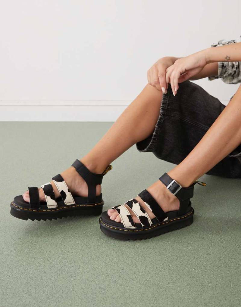 Dr. Martens - Blaire Athena - Sandalen mit Kuhfleckenmuster-Schwarz von Dr Martens