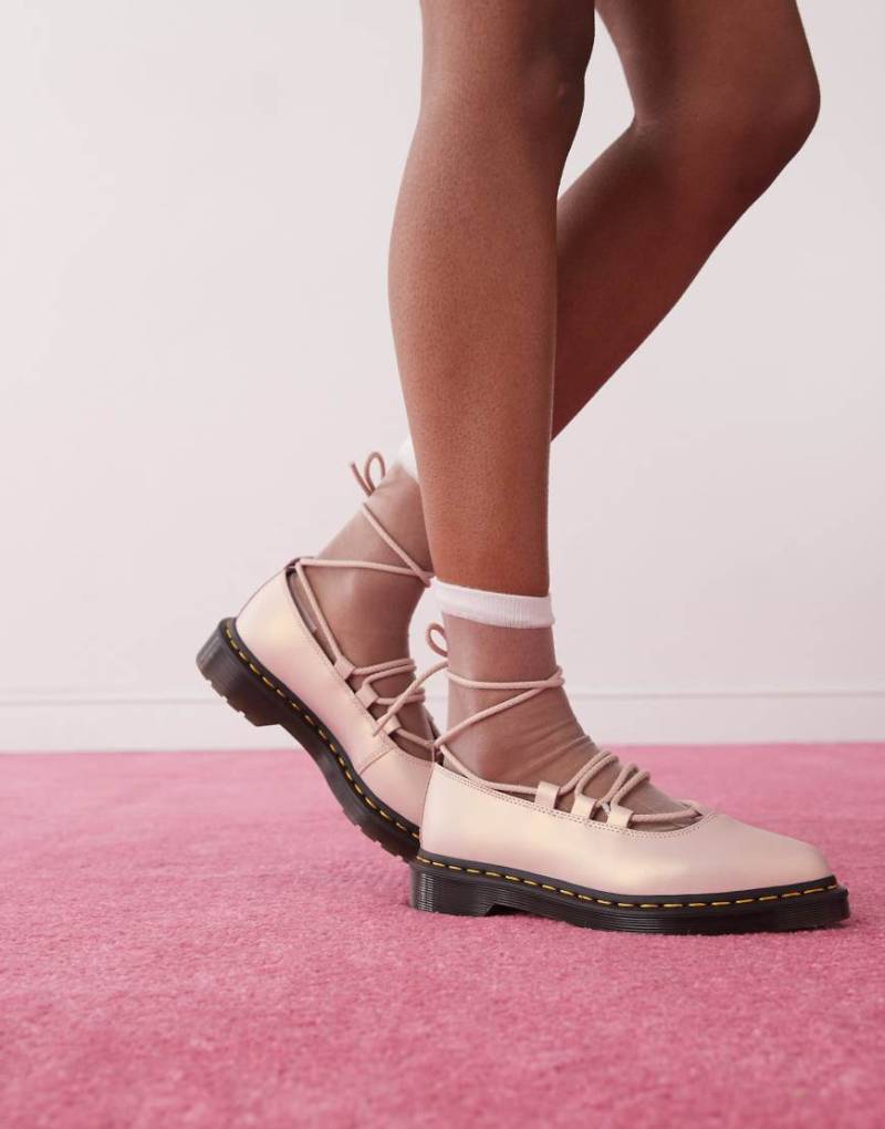 Dr. Martens - Elphie II - Schnürschuhe in Puderrosa und Gold von Dr Martens