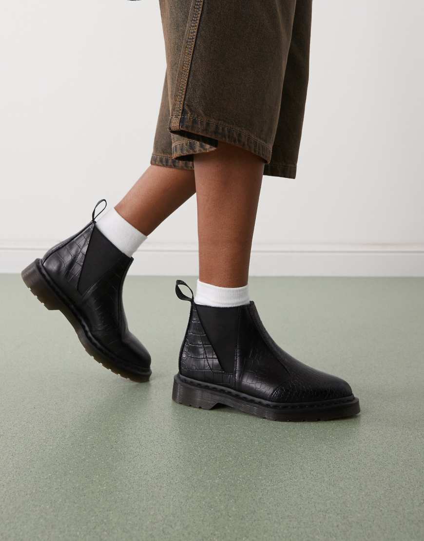 Dr. Martens - II Bianca Croco - Chelsea Boot in Schwarz von Dr Martens