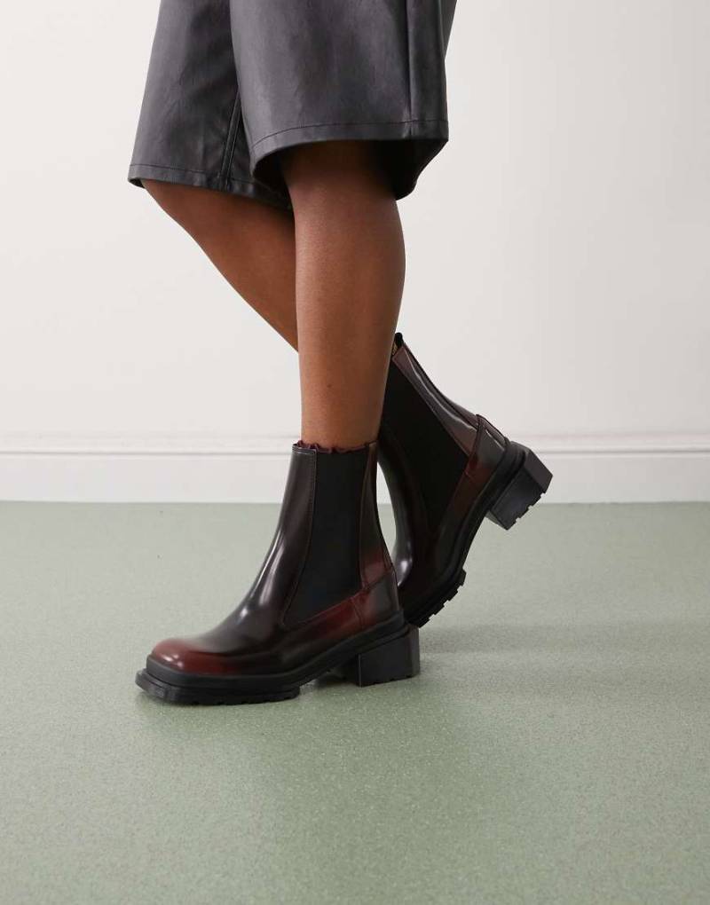 Dr. Martens - Maybole - Chelsea-Stiefel aus Leder in Burgunderrot von Dr Martens