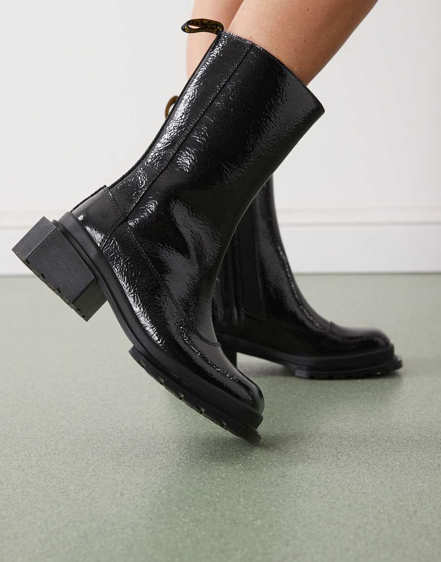 Dr. Martens - Maybole Hi - Stiefel in schwarzer, rissiger Lackoptik von Dr Martens