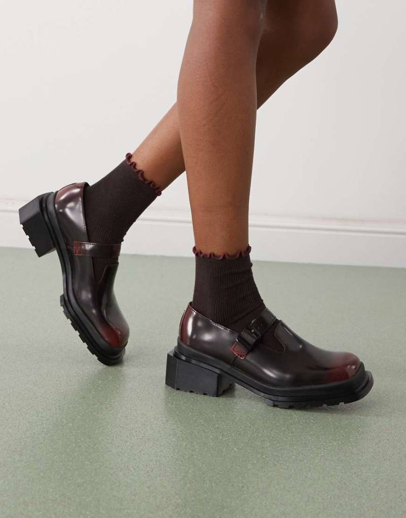 Dr. Martens - Maybole - Mary-Jane-Schuhe aus Leder in Burgunderrot von Dr Martens